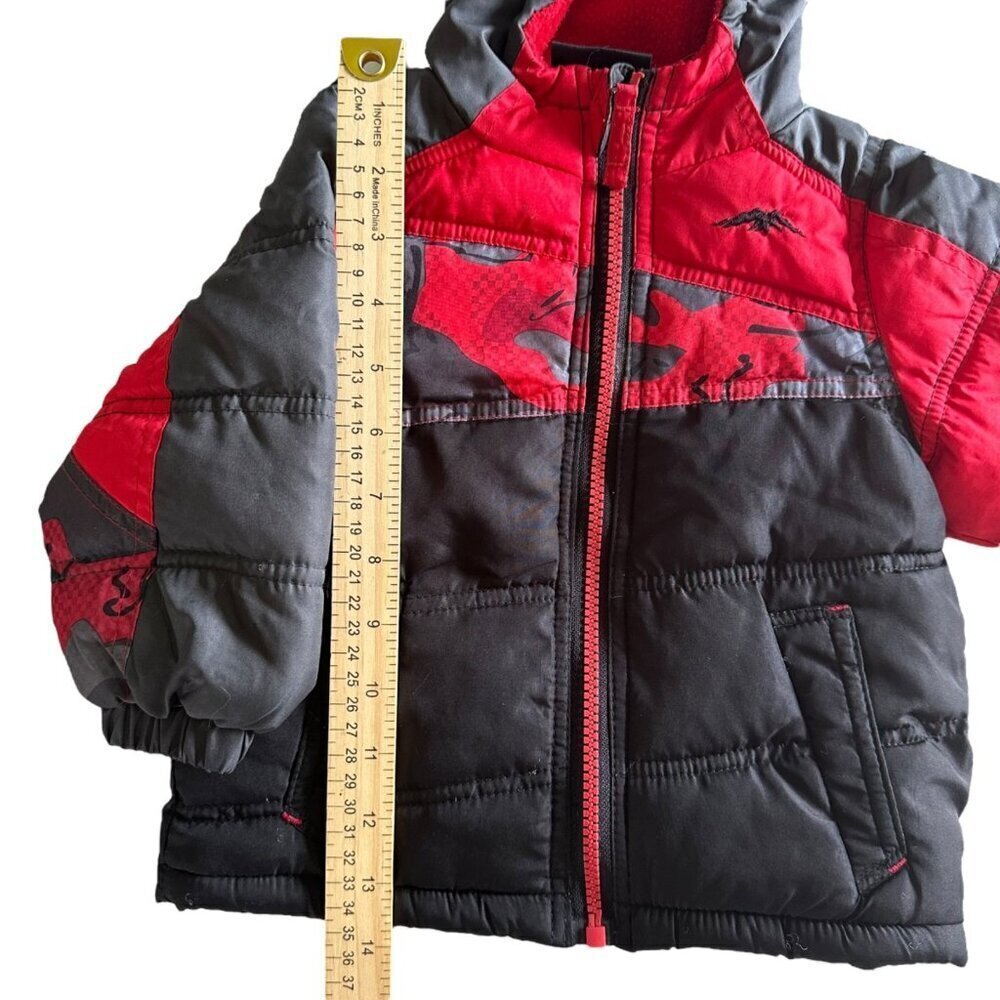 pacific trail jacket boys size 12M fleece lined hooded red black - Picture 4 of 11